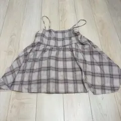 Honeys チェック柄 イレヘムキャミブラウス ブラウン M