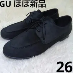 ほぼ新品　GU レザーフラットシューズ ＋Ｅ　ブラック　26.0cm