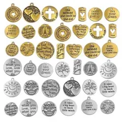 英字プレートチャーム カン付き タグ メダル 英語 アクセサリーパーツ