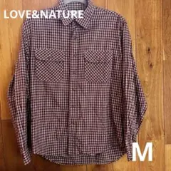 LOVE&NATUREラブアンドネイチャーネルシャツメンズサイズM 赤白