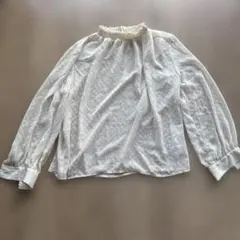 ROPE' PICNICホワイトドット柄フリル長袖ブラウス38