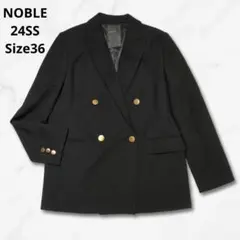 24SS　NOBLE　金ボタン　ダブル　テーラード　ジャケット　ブラック　36のサムネイル
