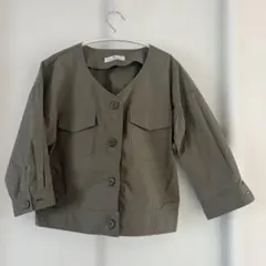 MEW'S REFINED CLOTHES ノーカラージャケット カーキのサムネイル