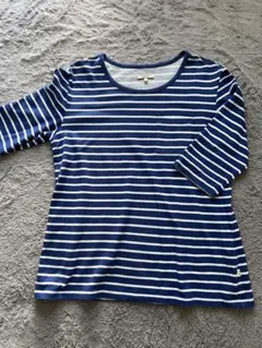 エーグルAIGLE七分袖ボーダーカットソー レディースL