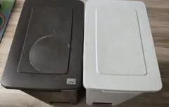 ECO 二重ごみ箱 ブラウン ホワイト 45L 2個セット