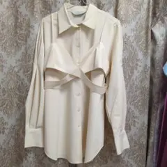 GU　 ビスチェコンビネーションシャツ　長袖　 クリーム