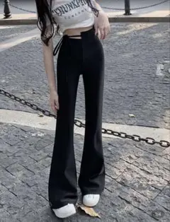 ハイウエストフレアパンツ 黒