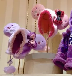 【美品】ディズニー ミニーマウス ファンキャップ パープル　紫　リボン　2015