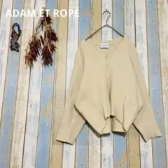 【ADAM ET ROPÉ 】Vネックセーター　リブ編み　ナチュラル　バルン袖