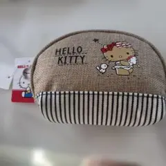 日焼けHELLO KITTY 布製ポーチ ベージュ系