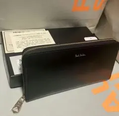 ポールスミス A 黒×中横 長財布 本牛革 スムースレザー Paul Smith