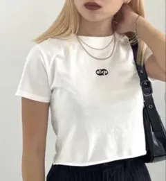 EMODA クロップド丈 半袖Tシャツ ホワイト