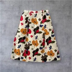 リネンブレンド 花柄 フレアスカート 総柄 9号 春夏 大人フェミニン 古着女子