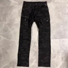 Z-DRAGON ストレッチデニム カーゴ パンツ ブラック カモフラ W79