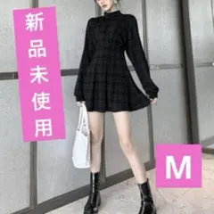 ⭐️新品未使用⭐️ミニワンピ チェック 韓国ファッション ハイネック 秋冬