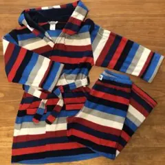 GAP kids sleep 6 フリースガウン セットアップ 赤青ストライプ