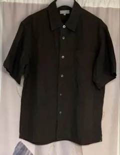 A13475 マーガレットハウエル 23ss リネン100半袖シャツ ブラックL
