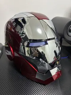 新品AUTOKINGアイアンマン マーク5 MK5 ヘルメット マスク 銀 Marvel Studios アイアンマン マスク マーク5 LED電動ヘルメット