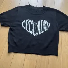 黒いハートロゴクロップドニット M