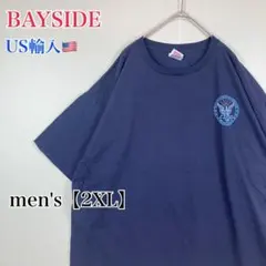 ●T685【US輸入】ベイサイド 半袖 Tシャツ ネイビー系 メンズ【2XL】のサムネイル