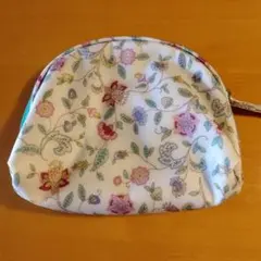 花柄ポーチ コンパクト 半円形