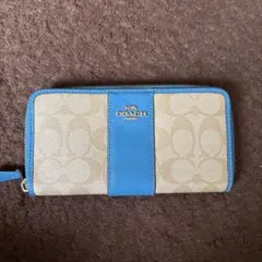 新品 COACH 長財布 シグネチャー ライトブルー - メルカリ
