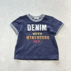 miki HOUSE〔90〕プリント 半袖Tシャツ クルーネック ネイビーベビー