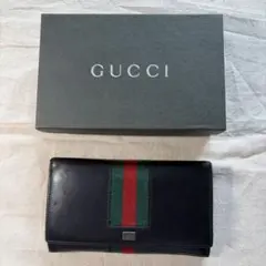 GUCCI グッチ 長財布 シェリーライン ブラック レザー メンズ レディース