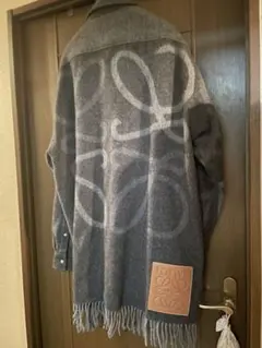 11220【美品・カシミヤ混】ロエベ☆アナグラムロゴ ブランケット ニットシャツ 11220【美品・カシミヤ混】ロエベ☆アナグラムロゴ ブランケット