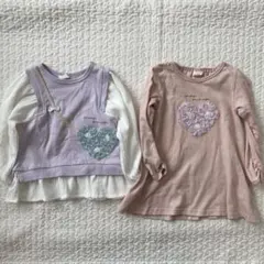 ハート刺繍の長袖トップス2点セット　シュシュノン　90cmのサムネイル