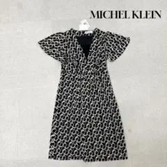 ★新品★ MICHEL KLEIN ワンピース　半袖　総柄　Mサイズ　膝丈