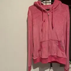 古着 ピンク ジップアップパーカー Mサイズ
