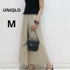 美品 UNIQLO M ベージュ リネンレーヨン ナロースカート 春夏 リネン混
