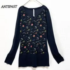 【アンティパスト】 長袖トップス 【M】 Ｖネック ブラック 前柄