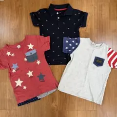 120〜130 半袖Tシャツ　3点　まとめ売り　男の子　ダデイオダディ　星柄のサムネイル