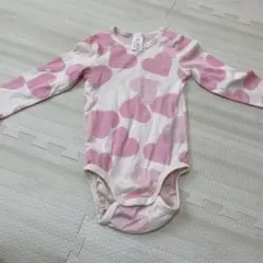H&M ハート柄長袖ロンパース ピンク 80
