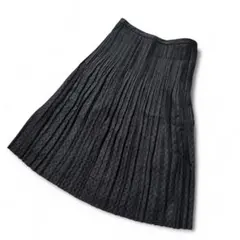 レリアン 総柄 プリーツ ロングスカート ブラック系 13号