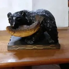木彫り 熊 鮭 木彫 置物 郷土玩具