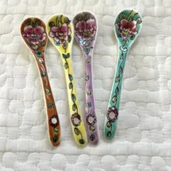 プラナカン　スプーン　4本セット　箱入り　シンガポール カラフルで繊細 シンガポールの伝統アイテム”プラナカン雑貨”店6選