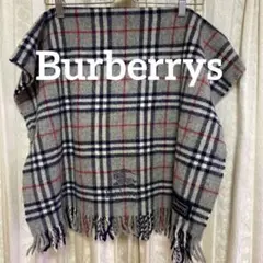 美品　バーバリーBurberrys　ウールひざ掛け　ブランケット　グレーチェック