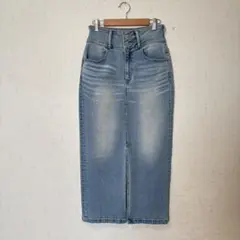 AZUL BY MOUSSY ハイウエストスリットデニムスカート (S)アズール