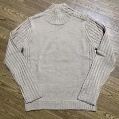 【未使用】iCB ボタン付きハイネックウールセーター ベージュ