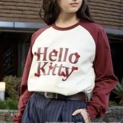 ハローキティ リボン刺繍 ラグラン Tシャツ 長袖 ロンT サンリオ