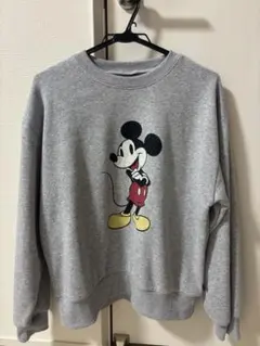 ミッキーマウス プリント グレー スウェット M