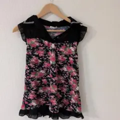 花柄セーラー襟半袖チュニック