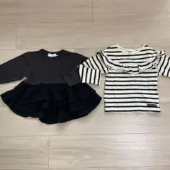 BREEZE 100サイズ　トップス　黒ペプラム　フリルボーダー