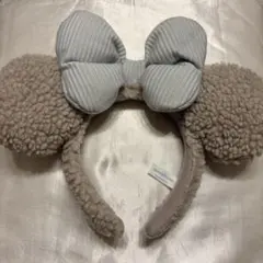 ディズニーカチューシャ モコモコ グレー ボアカチューシャ