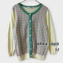 ehkä söpö M ウィンドペンチェック薄手カーディガン クリーム