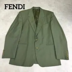 90s FENDI フェンディ　テーラードジャケット オリーブ ストライプ　正規のサムネイル
