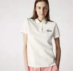 LACOSTE ストライプクロックエンブレムポロシャツ